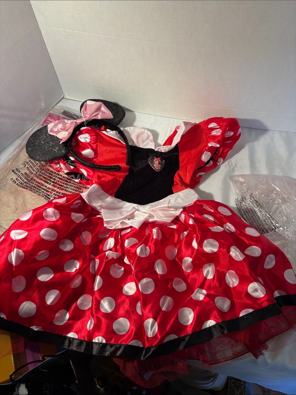 Disney Red and White Polka Dot Minnie Mouse Costume with Pink Bow Headband